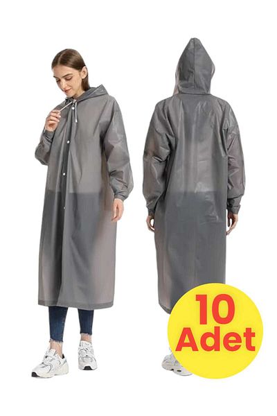 Mood Agenda Women's Windproof Hooded Raincoat Eva Raincoat 10 Pieces