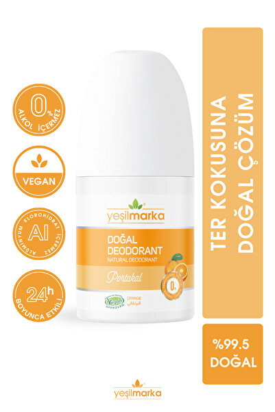yeşilmarka Doğal Roll-on Portakal Deodorant Ter Kokusu Önleyici Aluminyum Içermeyen Vegan Alkolsüz