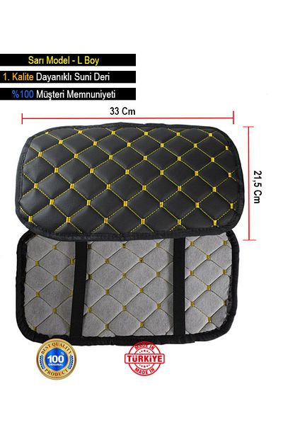 sacestore For Bmw 5 Series E39 1996-2003 Leather Auto Armrest Case Cover Capitone with Sponge Yellow Embroidery