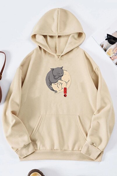 Adrift Унісекс-светр з принтом Yin Yang Cats KPP-Чорний-КІШКА