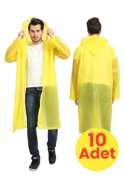Mood Agenda Men's Windproof Hooded Raincoat Eva Raincoat 10 Pieces