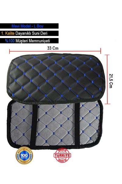 sacestore Kia Ceed 2007-2011 Blue Embroidered Capitone Sponge Leather Auto Armrest Case