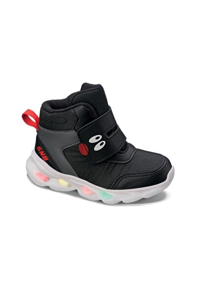 Sanbe 128 Y 9206 حذاء مضاء للأطفال باللون الأسود والأحمر