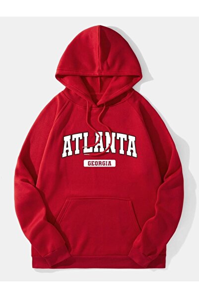 Adrift Unisex crvena Atalanta Štampano Oversize kroj dukserica sa kapuljačom ...