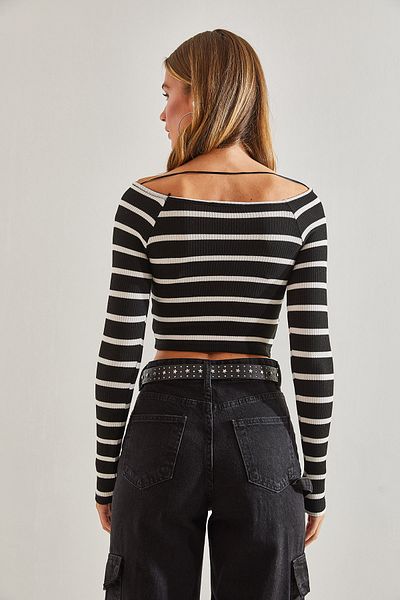 Bianco Lucci Dámská proužkovaná Crop halenka