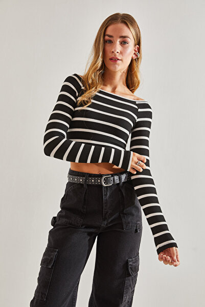 Bianco Lucci Dámská proužkovaná Crop halenka