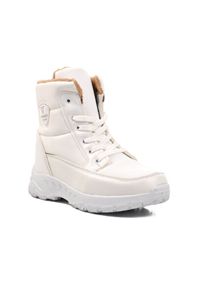 WALKWAY Λευκές γυναικείες μπότες χιονιού με γούνα στο εσωτερικό