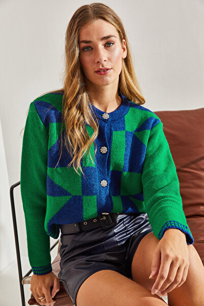 Bianco Lucci Dámský pletený svetr se vzorem na knoflíky