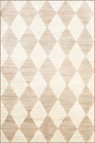 Rugs Modern Halı Bej Geometrik Dörtgen Şekil Desenli Modern Dekoratif Halı 1917