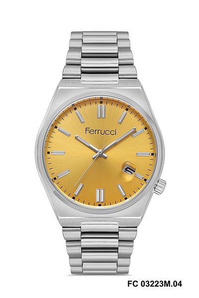 Ferrucci Tsuyosa Model Steel Color Non-Throw Cord 30m Water Resistant Men's Wristwatch