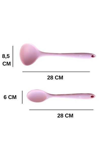 Multiamo Hard Tip Heat Resistant Fireproof Nonstick Silicone Spoon Set 2 Pieces 28cm Long Deep Spoon 28cm Ladle