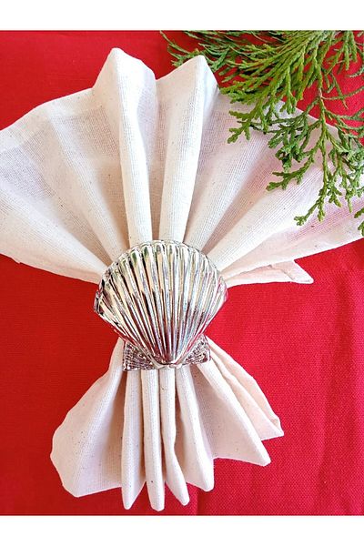 Emtory Home 6 Pieces Silver Seashell Metal Napkin Ring - Napkin Ring
