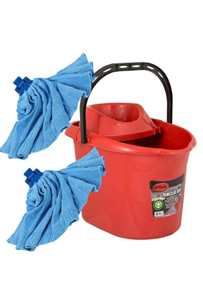 abnturk 12 Litre Sıkmalı Temizlik Mop Kovası+2 adet Mikrofiber Havlu Mop Pasp...