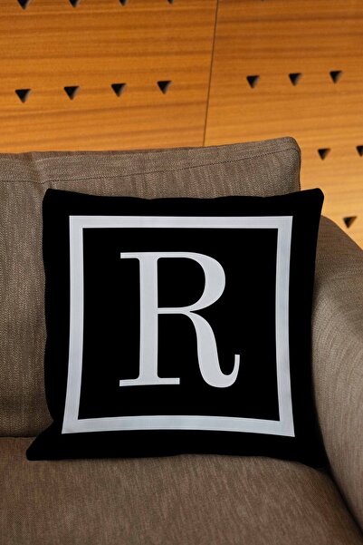 Hayal Dekoratif Husă de pernă imprimată digital cu litera R cu litera albă de...
