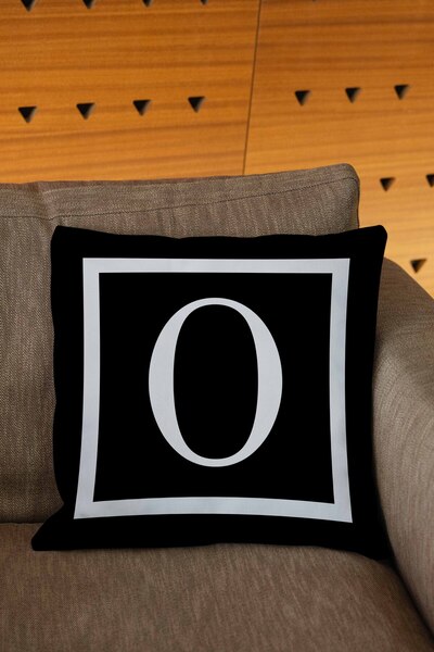 Hayal Dekoratif Husă de pernă imprimată digital cu litere de culoare neagră ș...