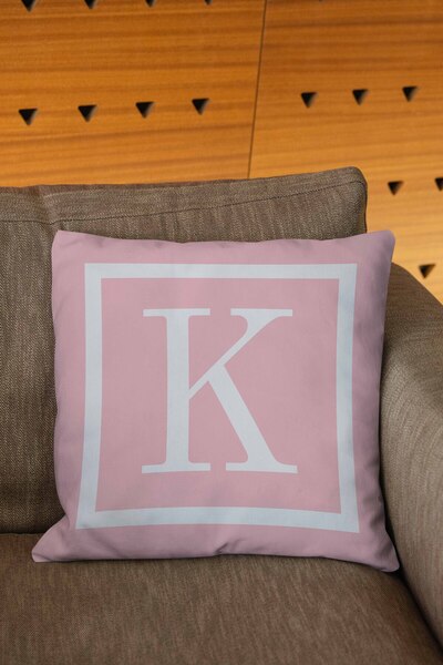 Şah Dekor Husă de pernă cu litere de culoare roz și albă imprimată digital