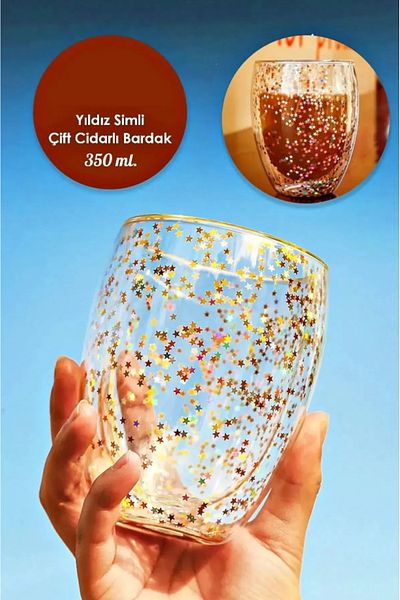 AYGÖREN HOME Pahar de Cocktail Prezentare Cafea Steaua Borosilicata cu Perete Dublu 200 Ml