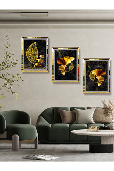 YALOVA SHOP Lucrare decorativă, modernă, artistică, auriu pe negru