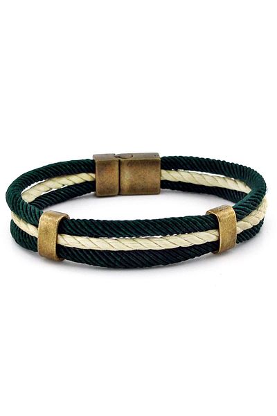 Solfera Three Rows Rope String MAnketik Clip Men's Bracelet V009