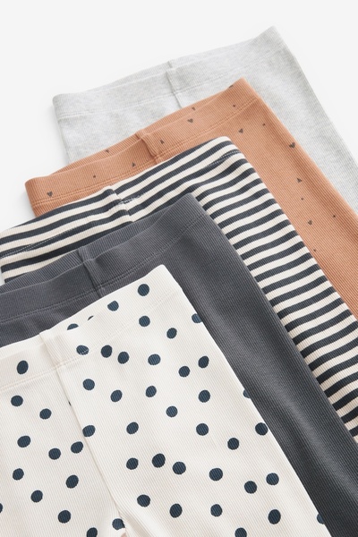 Next Baby Cotton Black and White Spotted 5-Piece Leggings Set