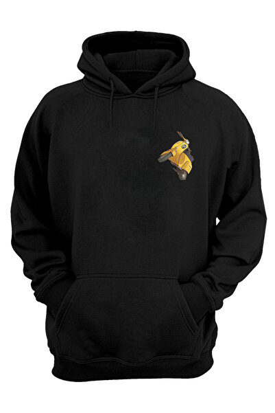 THEWERT Унисекс жълт суитшърт с каишка за скутер в черно и бяло