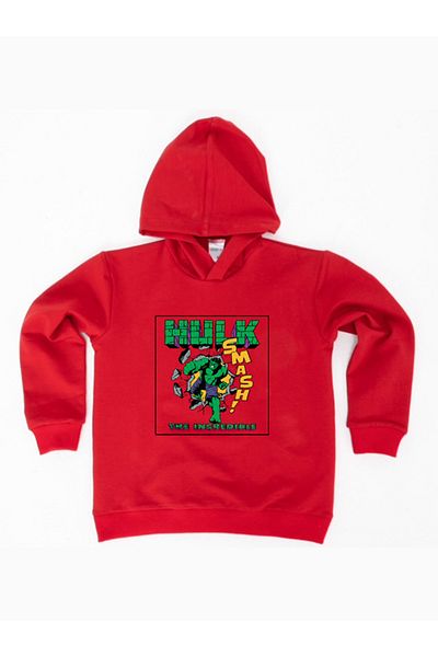 Hulk printed hooded cotton fabric children's sweatshirt