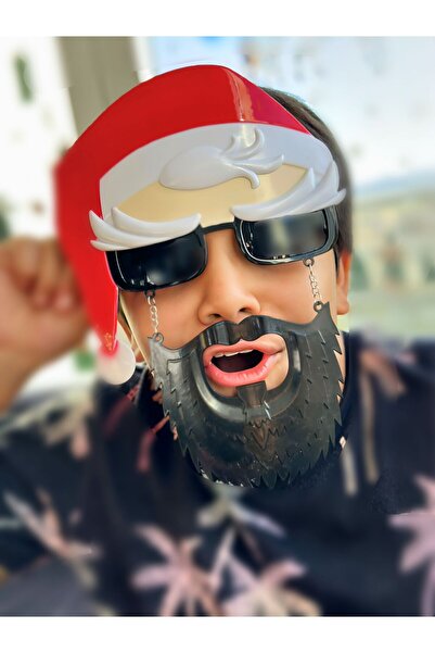 QUEEN AKSESUAR İthal yeni yıl yılbaşı lüks bıyıklı sakallı Noel baba maske gö...