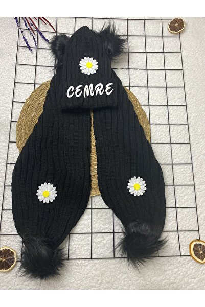 Kids İsimli Papatyalı Atkı Bere Takım