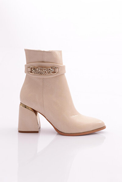 DGN Women's Heeled Boots Beige Snake 33223481
