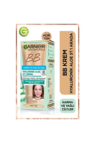 Garnier BB Krem Karma ve Yağlı Cilt Açık Ton Hyaluronik Aloe 5i1 Arada 50ml
