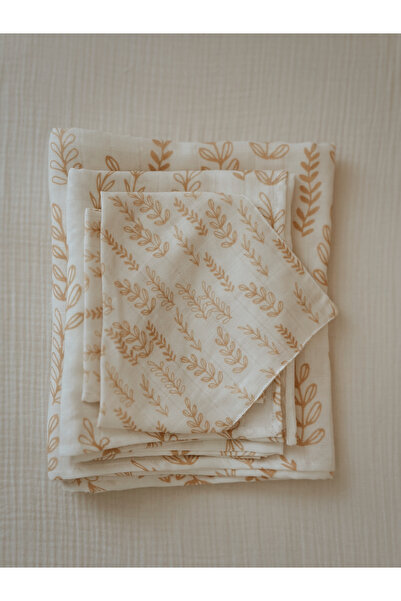 İpeksi طقم موسلين عضوي مكون من 3 قطع باللون الأصفر