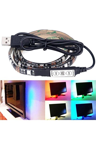 Led Power 1 Metre 5v Rgb Şerit Usb 5050 Smd Tv Monütör Ünite Arkası Işık