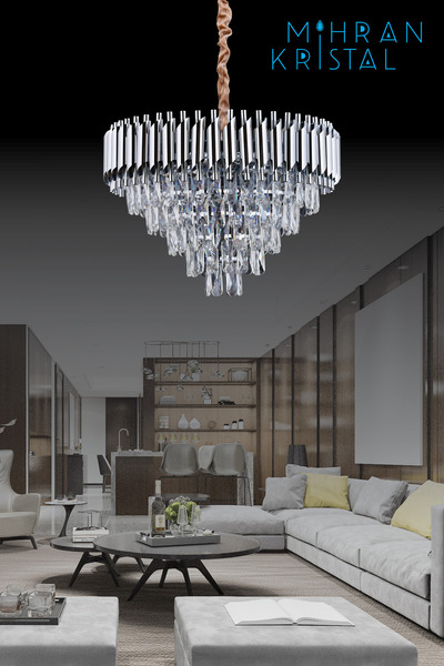 Almira Mihran Kristal 55"lik Krom Kristal Taşlı
