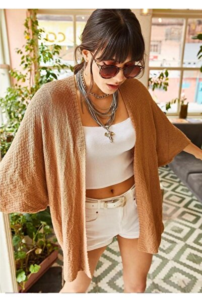 Genel Markalar Kadın Yarasa Yazlık Ince Salaş Hırka Camel