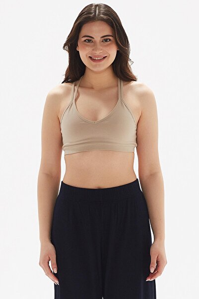 Comm-Ci حمالة صدر من القطن العضوي باللون الزنجبيل مع تفاصيل خلفية ونمط رياضي