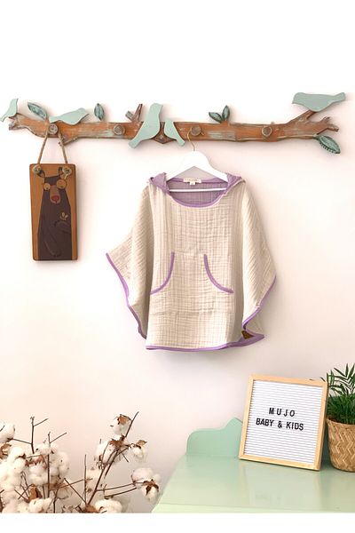 Mujo Baby&Kids ORGANIC SPECIAL TEXTURED 4-LAYER MUSLIN CHILDREN'S PONCH - NATURAL SERIES