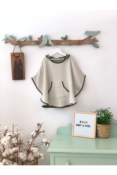 Mujo Baby&Kids Organic Special Woven 4 Layer Muslin Children's Poncho - Natural Series