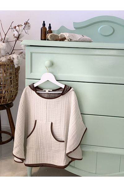 Mujo Baby&Kids ORGANIC SPECIAL TEXTURED 4-LAYER MUSLIN CHILDREN'S PONCH - NATURAL SERIES