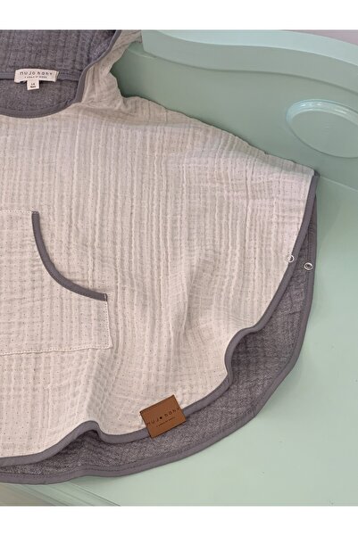 Mujo Baby&Kids Organic Special Woven 4 Layer Muslin Children's Poncho - Natural Series