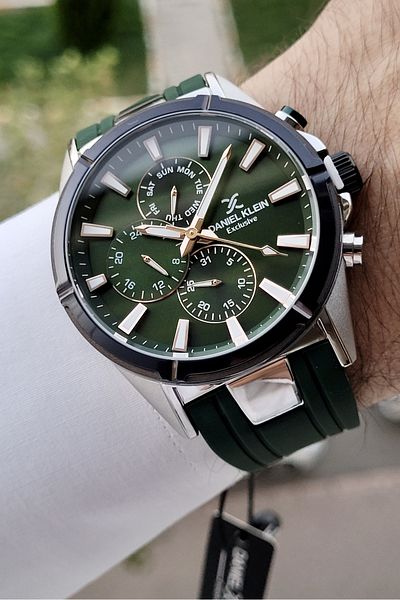 Daniel Klein Green Silver Color Inner Indicators Active Men's Wrist Watch