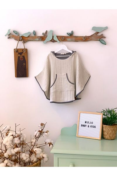 Mujo Baby&Kids Organic Special Woven 4 Layer Muslin Children's Poncho - Natural Series