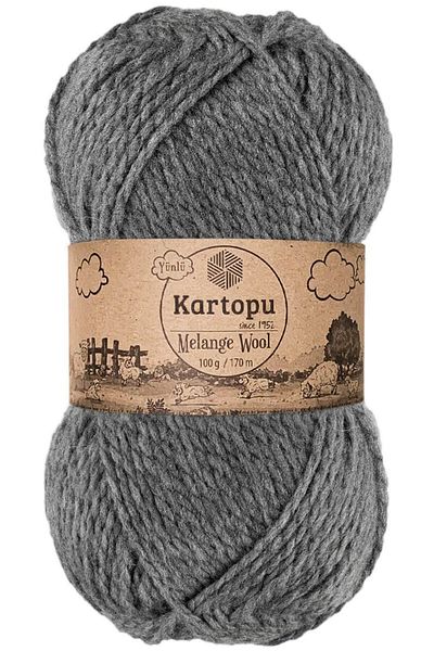 Kartopu Melange Wool K1002 Σκούρο Γκρι Πλεκτό Χειροποίητο Σχοινί 100 Γρ.