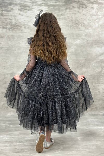 ABİYEKİDS Sparkly Style Children's Evening Dress Graduation Dress Black 10/13 Years Old ABY880