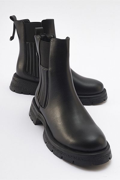 LuviShoes حذاء تشيلسي نسائي مطاطي من دينيس باللون الأسود