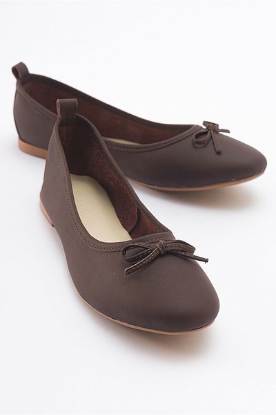 LuviShoes 01 Dámské balerínky z pravé kůže hnědé barvy