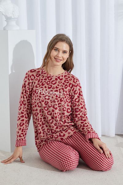 Siyah İnci Set de pijamale cu model de jos-sus Polar brodat