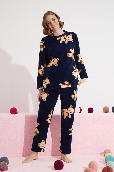 Siyah İnci Σετ πιτζάμες μπλε Navy Bottom-Top Wellsoft