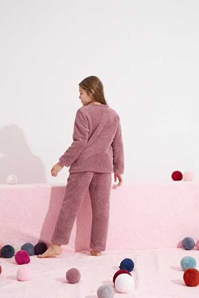 Siyah İnci gül kurusu Alt-Üst Wellsoft Nakışlı Pijama Takım
