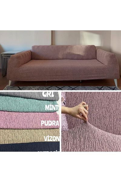 uzhanem Husa de scaun jacquard cu 3 locuri si husa de canapea extensibila - pulbere