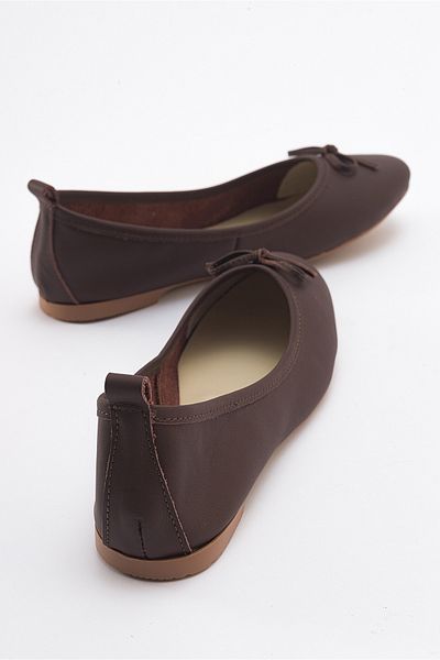 LuviShoes 01 Dámské balerínky z pravé kůže hnědé barvy
